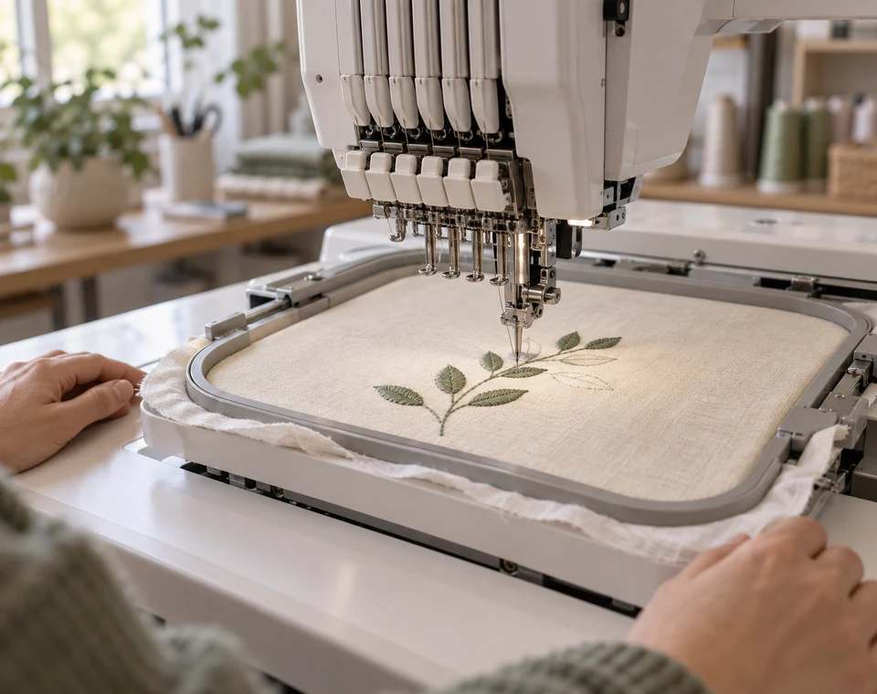 Illustration d’une machine à broder générée par IA